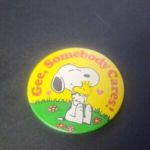 Vintage Peanuts Snoopy and Woodstock "Gee, Somebody Cares!" Pocket Mirror